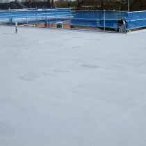 Połać dachu zabezpieczona zimą przy pomocy materiału Belzona 3111 (Flexible Membrane)